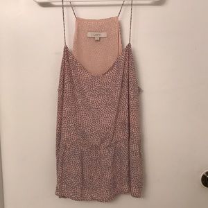 Ann Taylor LOFT Spotted Light Pink Tank Sz XL